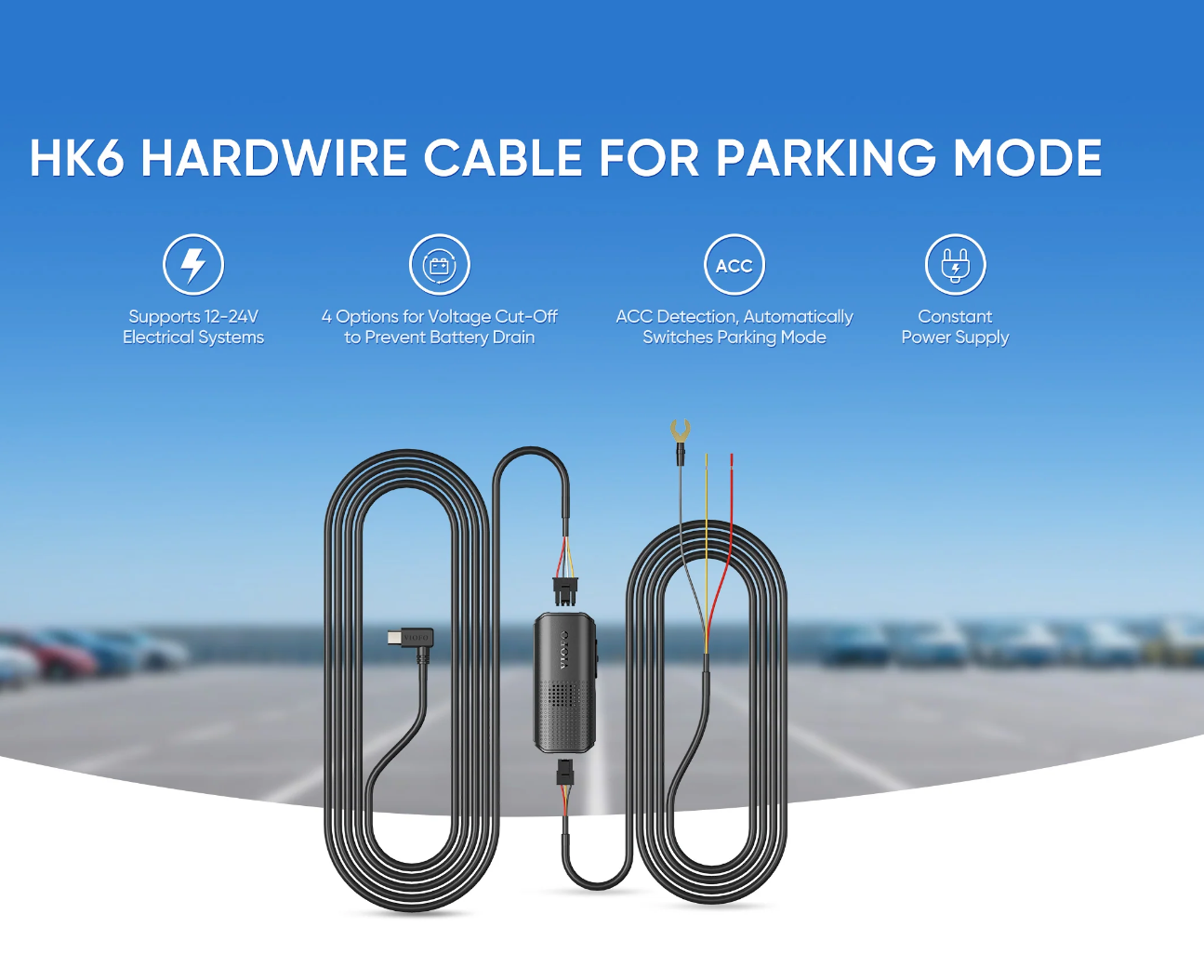 VIOFO HK6 hardwire kabel voor A329S / A119M Pro dashcam, ondersteunt energiebesparing en intelligente hybride parkeermodus activeert de parkeermodus en laagspanningsbeveiliging, zekering is vereist VIOFO HK6 hardwire kabel voor A329S / A119M Pro dashcam, ondersteunt energiebesparing en intelligente hybride parkeermodus activeert de parkeermodus en laagspanningsbeveiliging, zekering is vereist